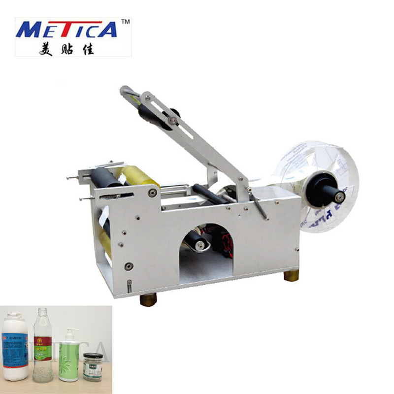 Machine d'étiquetage de bouteilles à faible coût semi-automatique Étiquette en papier plastique métallique de type 500-1000 BPH Capacité