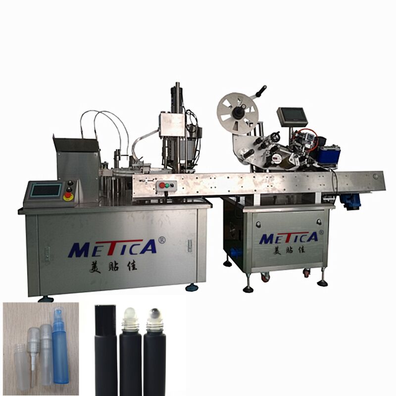 Machine automatique de remplissage de bouteilles à rouleaux à billes, de bouchon, d'étiquetage pour huiles essentielles