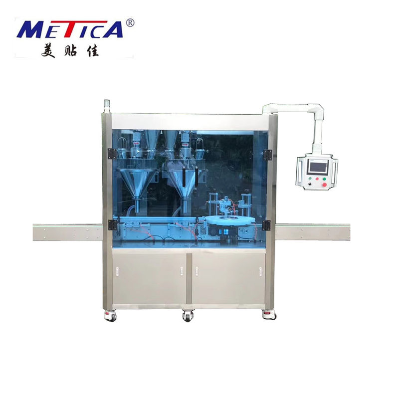 ligne de production utomatique pour la machine de remplissage, d'emboutissage et d'étiquetage de poudre vétérinaire